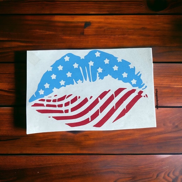 Patriotic Lips Vinyl Decal - Picture 3 of 7